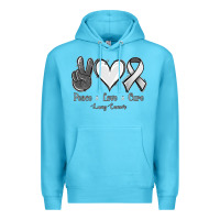 Ocean Blue Peace Love Cure Lung Cancer Premium Hoodie - Jasminsmagicworld