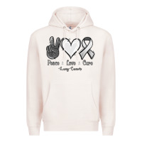 Pale Pink Peace Love Cure Lung Cancer Premium Hoodie - Jasminsmagicworld
