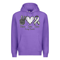 Purple Peace Love Cure Lung Cancer Premium Hoodie - Jasminsmagicworld