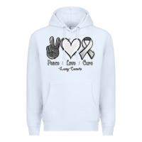 White Peace Love Cure Lung Cancer Premium Hoodie - Jasminsmagicworld