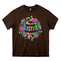 Chocolate Brown Easter Day Flower Easter Heavy Core Tee - OliviaCreatesArt