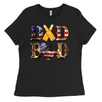 Black American Flag Dad Bod Ladies Tee - LillyAllenDesigns