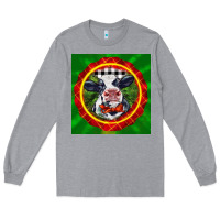 Heather Grey christmas baby holstein face Long Sleeve Tee - LillyAllenDesigns