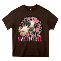 Chocolate Brown Be my Valentine Holstein Cow Valentine's Day Heavy Core Tee - FaDigitalArtStudio