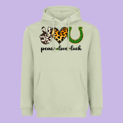 Peace Love Luck Heavyweight Hoodie Designed By Jasminsmagicworld