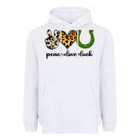 White Peace Love Luck Heavyweight Hoodie - Jasminsmagicworld