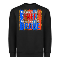 Black Land of the Free 4th of July Brushstroke Heavyweight Sweatshirt - Jasminsmagicworld