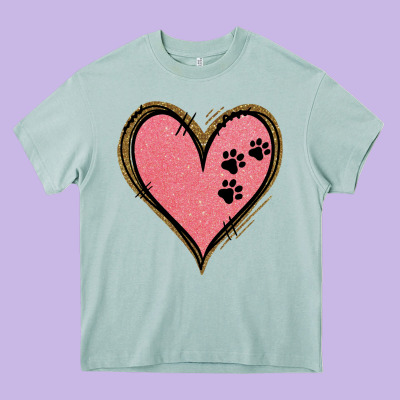 Pink Glitter Heart Heavy Core Tee Designed By Jasminsmagicworld