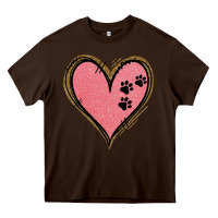 Chocolate Brown Pink Glitter Heart Heavy Core Tee - Jasminsmagicworld