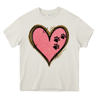 Cream Pink Glitter Heart Heavy Core Tee - Jasminsmagicworld