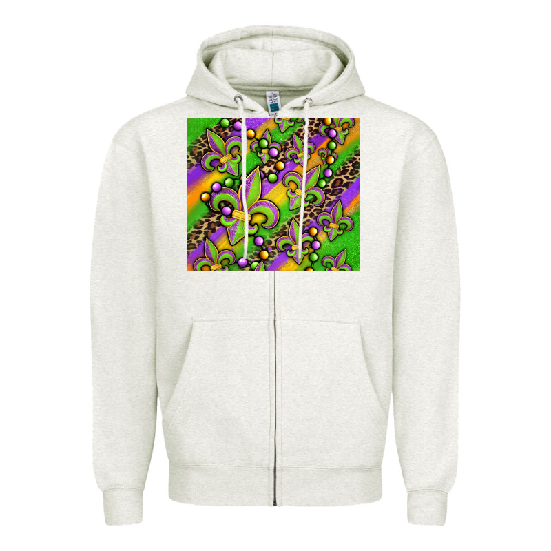 Mardi Gras Carnival Fleur De Lis Zipper Hoodie by Jasminsmagicworld | Teevron