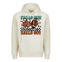 Oatmeal Heather falls out balls out Premium Hoodie - BarkalooDesign