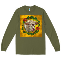 Army Green christmas charolais cow face Long Sleeve Tee - LillyAllenDesigns