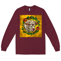 Burgundy christmas charolais cow face Long Sleeve Tee - LillyAllenDesigns