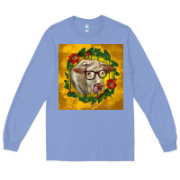 Colony Blue christmas charolais cow face Long Sleeve Tee - LillyAllenDesigns