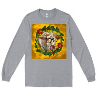 Heather Grey christmas charolais cow face Long Sleeve Tee - LillyAllenDesigns