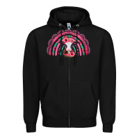 Black valentines day pink gemstones baby calf rainbow Zipper Hoodie - Jasminsmagicworld