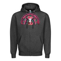 Charcoal Heather valentines day pink gemstones baby calf rainbow Zipper Hoodie - Jasminsmagicworld
