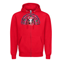 Red valentines day pink gemstones baby calf rainbow Zipper Hoodie - Jasminsmagicworld