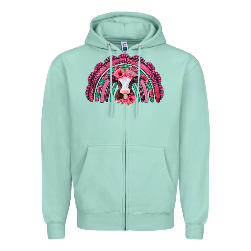 Valentines Day Pink Gemstones Baby Calf Rainbow Zipper Hoodie by Jasminsmagicworld | Teevron