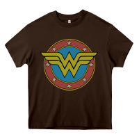 Chocolate Brown Wonder Woman Vintage Emblem Heavy Core Tee - maiPhamDesign