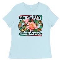 Baby Blue With god all things are possible leopard frame Ladies Tee - LillyAllenDesigns