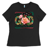 Black With god all things are possible leopard frame Ladies Tee - LillyAllenDesigns