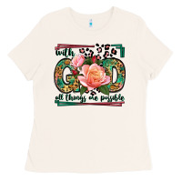 Bone With god all things are possible leopard frame Ladies Tee - LillyAllenDesigns