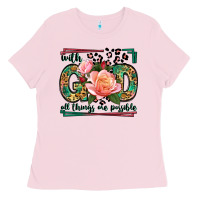Bubblegum Pink With god all things are possible leopard frame Ladies Tee - LillyAllenDesigns