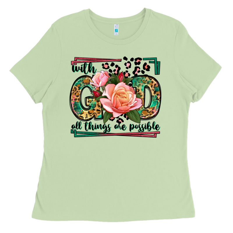 With God All Things Are Possible Leopard Frame Ladies Tee by LillyAllenDesigns | Teevron