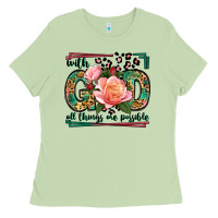 Matcha With god all things are possible leopard frame Ladies Tee - LillyAllenDesigns