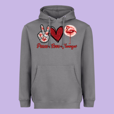 Peace Love Flamingo Heavyweight Hoodie Designed By Jasminsmagicworld