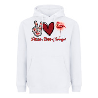 White Peace Love Flamingo Heavyweight Hoodie - Jasminsmagicworld