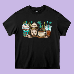 Bull Skull Coffee Cups Heavy Core Tee Designed By Oliviacreatesart