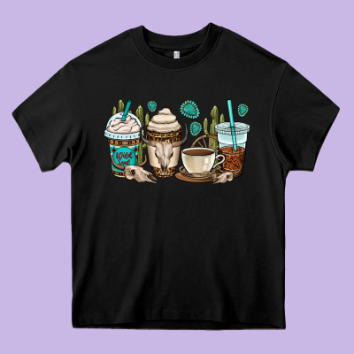 Bull Skull Coffee Cups Heavy Core Tee Designed By Oliviacreatesart