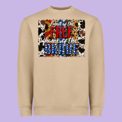 Land Of The Free Home Of The Brave Brushstroke Heavyweight Sweatshirt Designed By Jasminsmagicworld