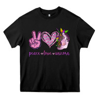 Black Peace Love Unicorn Heavy Core Tee - Jasminsmagicworld