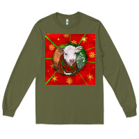 Army Green christmas hereford calf Long Sleeve Tee - LillyAllenDesigns