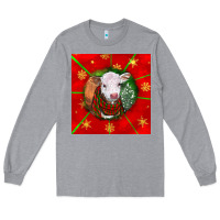 Heather Grey christmas hereford calf Long Sleeve Tee - LillyAllenDesigns