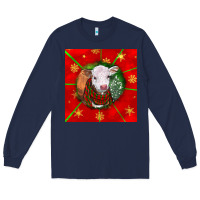 Navy christmas hereford calf Long Sleeve Tee - LillyAllenDesigns