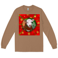 Toasted Coconut christmas hereford calf Long Sleeve Tee - LillyAllenDesigns