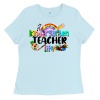 Baby Blue Kindergarten Teacher Life Ladies Tee - LillyAllenDesigns