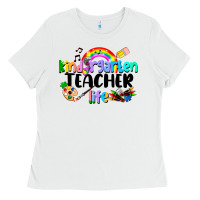 White Kindergarten Teacher Life Ladies Tee - LillyAllenDesigns