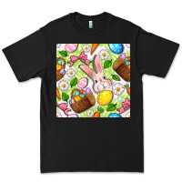 Black Easter Hamper With Bunny Seamless Pattern Premium Tee - BundleAndBundleShop
