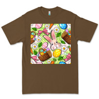 Cacao Easter Hamper With Bunny Seamless Pattern Premium Tee - BundleAndBundleShop
