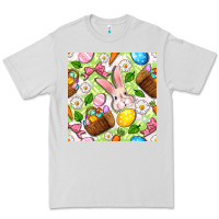 Dove Grey Easter Hamper With Bunny Seamless Pattern Premium Tee - BundleAndBundleShop