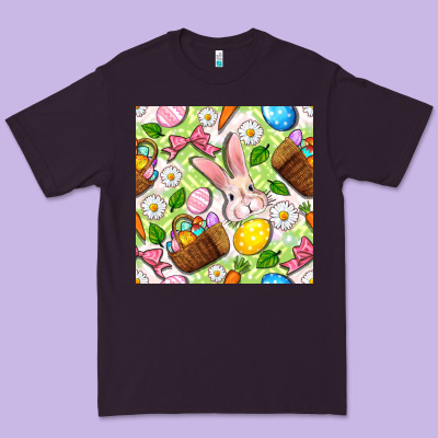 Easter Hamper With Bunny Seamless Pattern Premium Tee Designed By Bundleandbundleshop