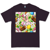 Plum Easter Hamper With Bunny Seamless Pattern Premium Tee - BundleAndBundleShop
