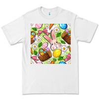 White Easter Hamper With Bunny Seamless Pattern Premium Tee - BundleAndBundleShop