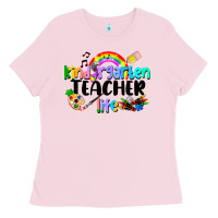 Bubblegum Pink Kindergarten Teacher Life Ladies Tee - LillyAllenDesigns